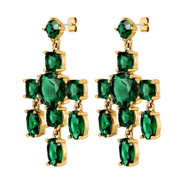 Dyrberg Kern Leonora Gold Earrings - Emerald Green